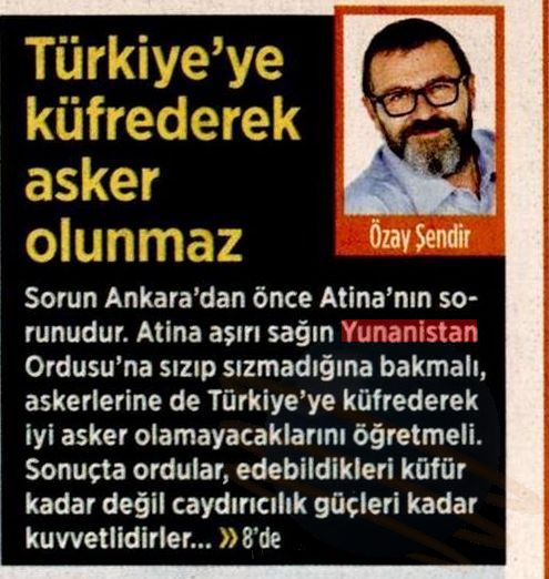 Πρωτοσέλιδο Μιλλιέτ για συνθήματα Πολεμικού Ναυτικού:  «Δεν γίνεσαι στρατιώτης με το να βρίζεις την Τουρκία». 